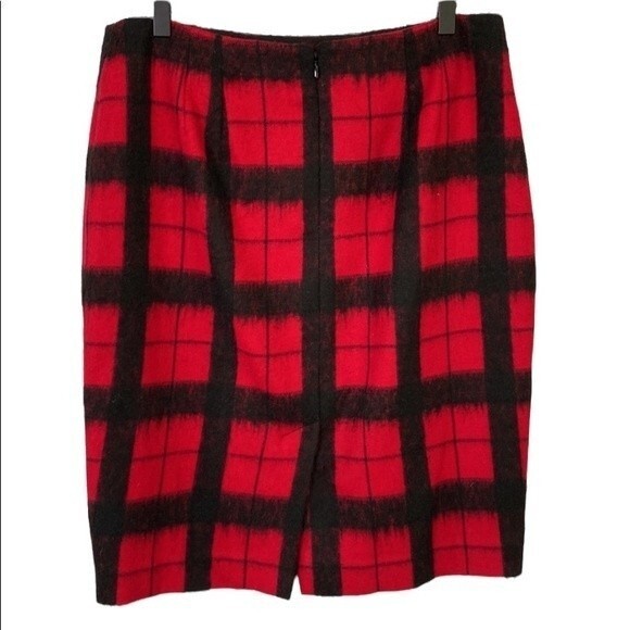 Talbots Wool Blend Buffalo Plaid Window Pane Pencil Skirt Lined Back Slit Warm - Picture 3 of 15